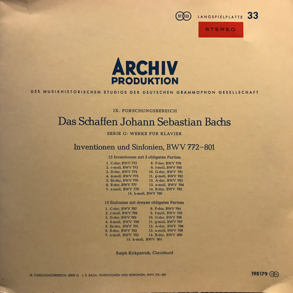Inventionen und Sinfonien, BWV 772-801